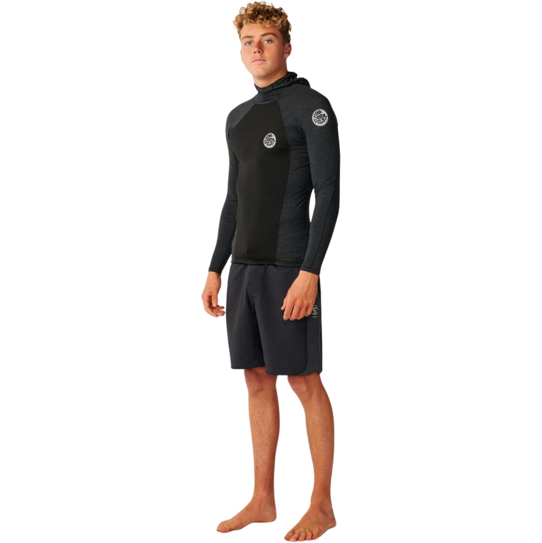 2026 Rip Curl Mens Ultimate Search Long Sleeve Hooded Vest 12IMWJ - Black